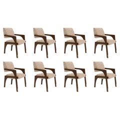 Ensemble de 8 chaises de salle à manger Arches, Noyer et Tan, InsidherLand by Joana Santos Barbosa