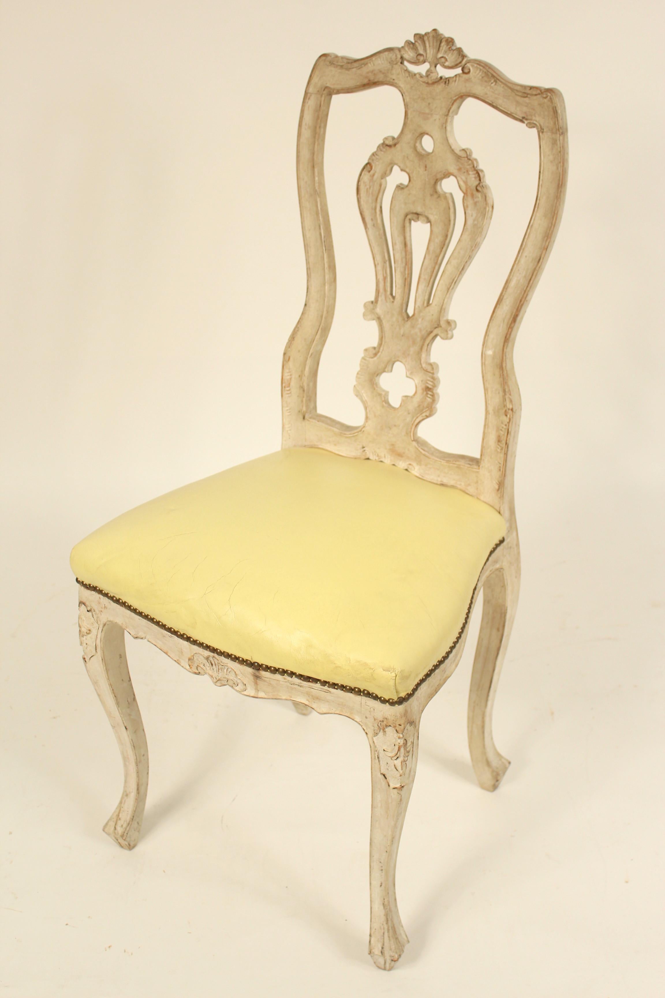 Mid-20th Century Set of 8 Continental Painted Louis XV Style Dining Room Chairs