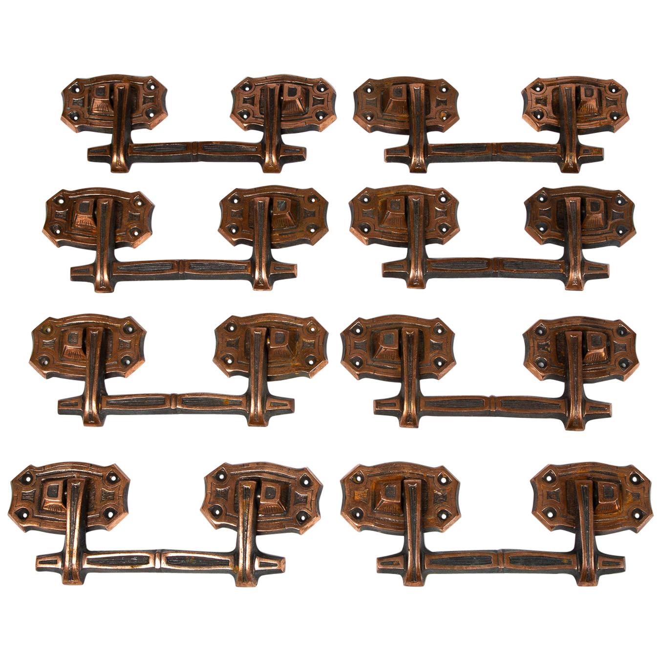 Set of 8 Copper-Plated Iron Handles, French, circa 1900 For Sale