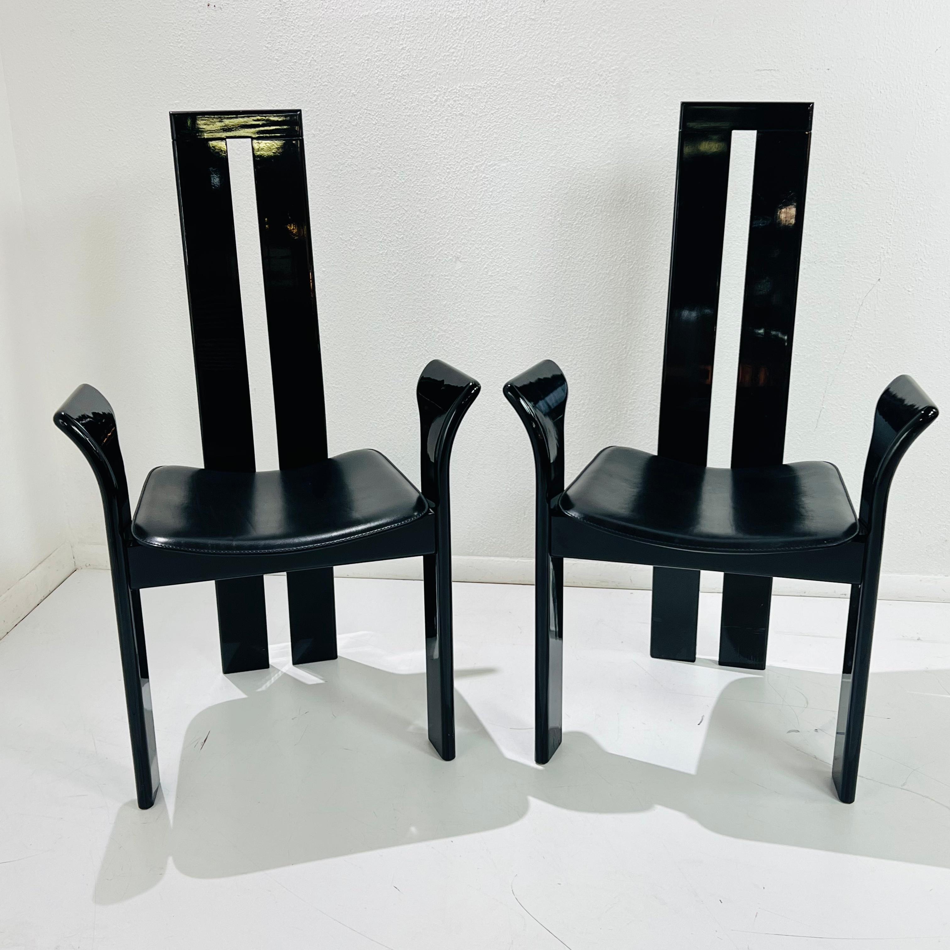 Wood Set of 8 Costantini Lacquered Dining Chairs For Sale