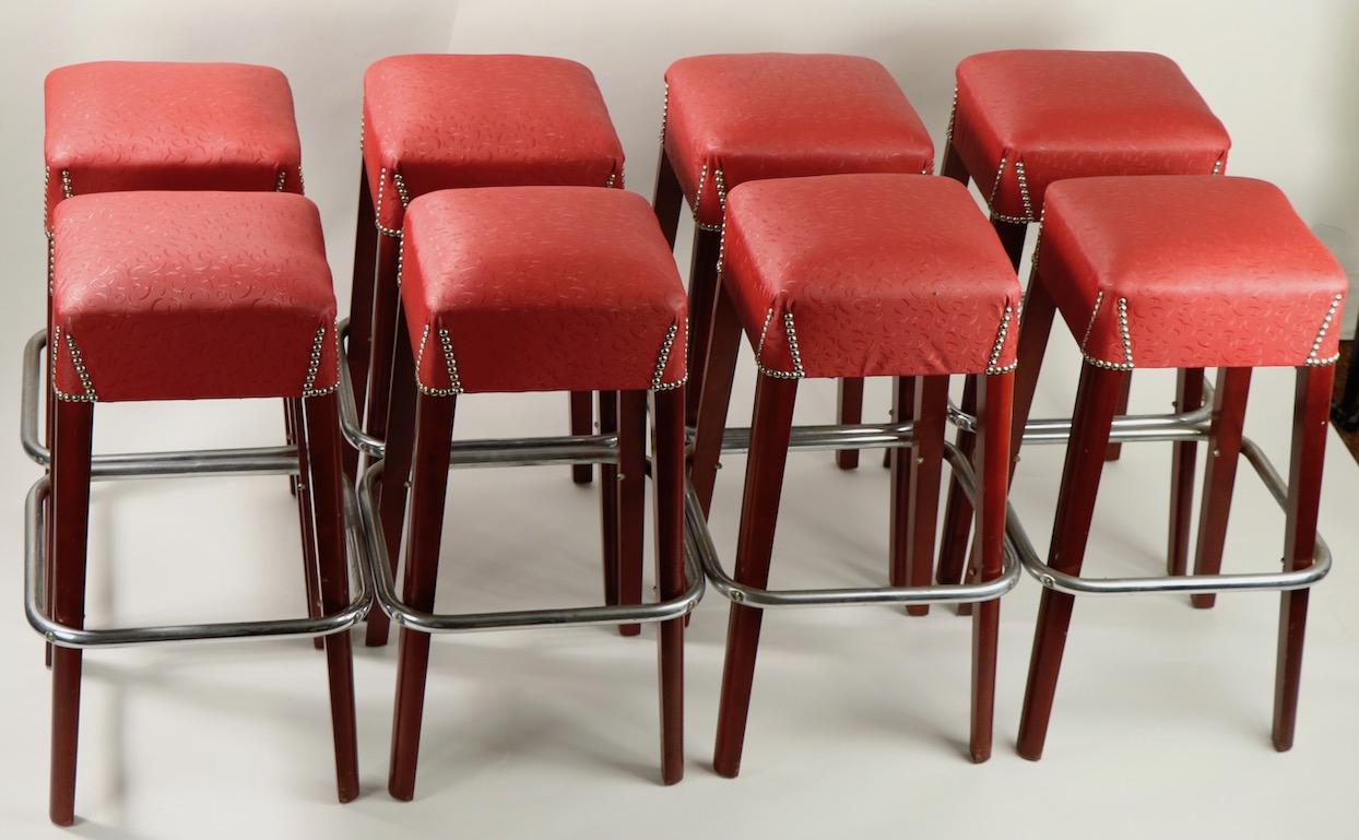 Upholstery Set of 8 Counter Bar Stools by Chairmaster