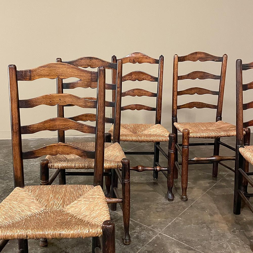 Set of 8 Country French Dining Chairs with Rush Seats Includes 2 Armchairs 5
