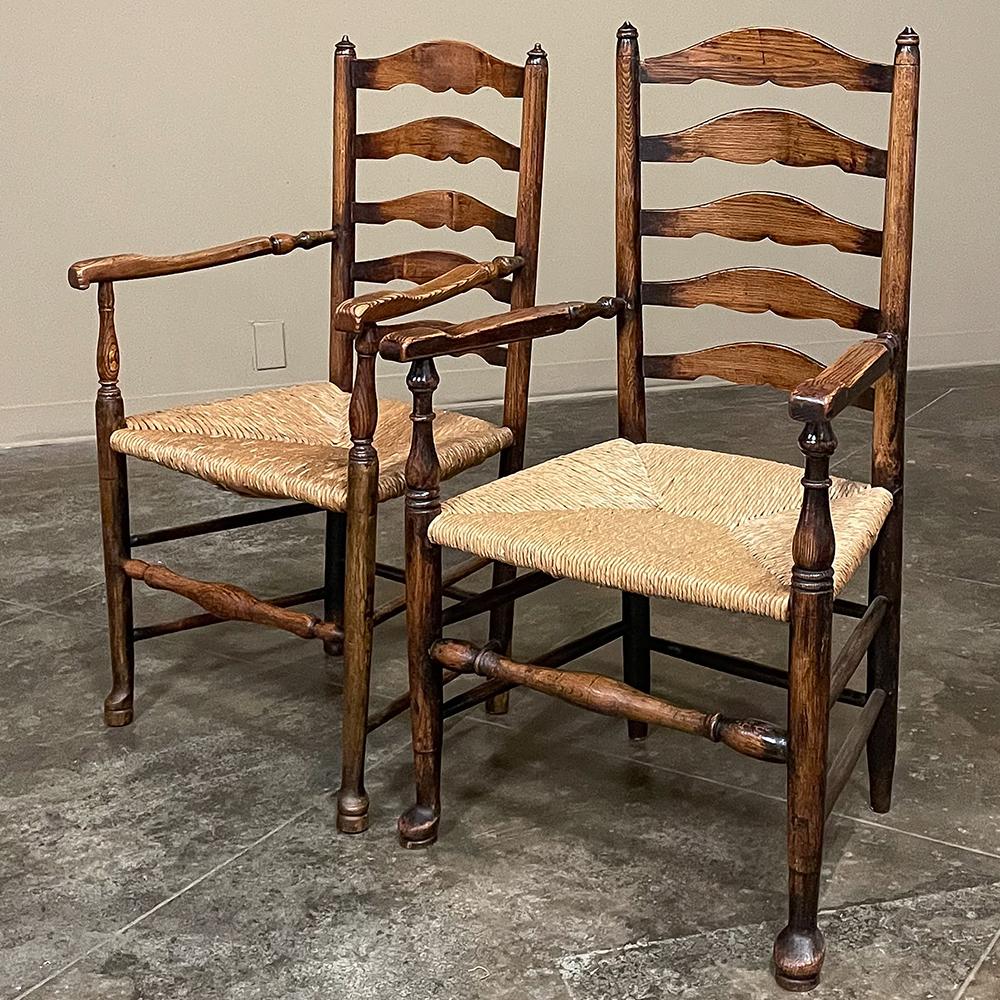 Set of 8 Country French Dining Chairs with Rush Seats Includes 2 Armchairs 8