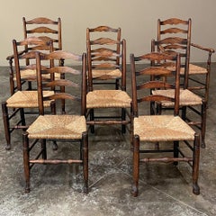 Set of 8 Country French Dining Chairs with Rush Seats Includes 2 Armchairs