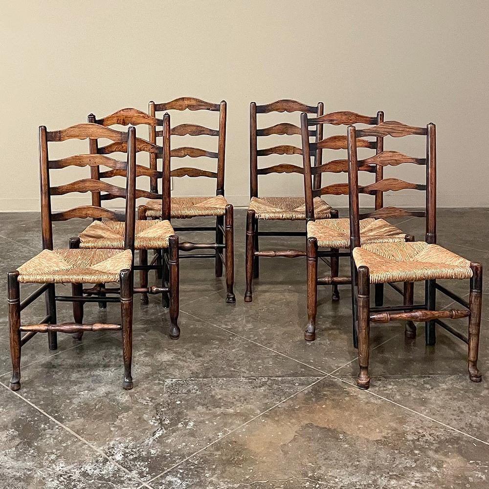 Set of 8 Country French Dining Chairs with Rush Seats Includes 2 Armchairs 1