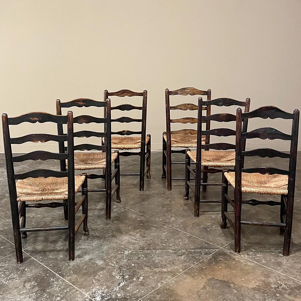 Set of 8 Country French Dining Chairs with Rush Seats Includes 2 Armchairs 2