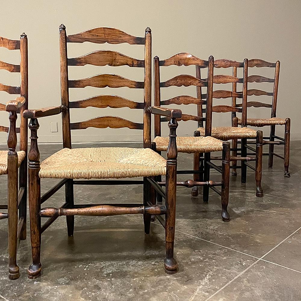 Set of 8 Country French Dining Chairs with Rush Seats Includes 2 Armchairs 4