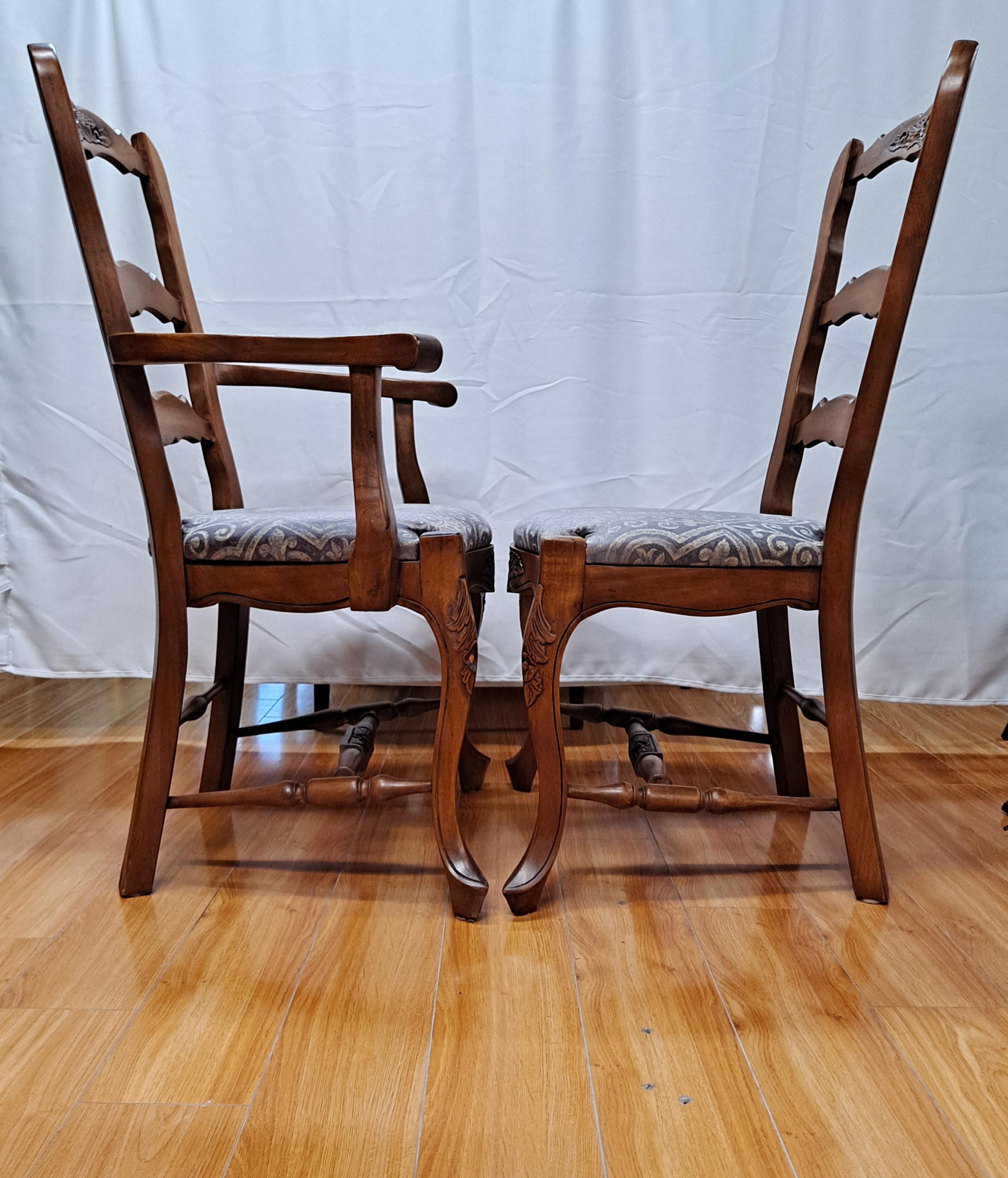 Set of 8 Country French Style Carved Dining Chairs  3