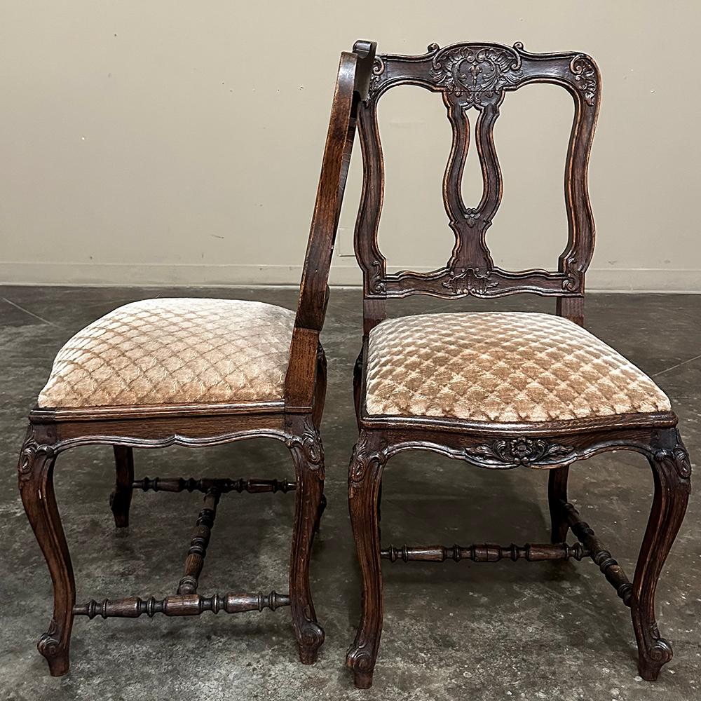 Set of 8 Country French Upholstered Dining Chairs includes 2 Armchairs For Sale 6