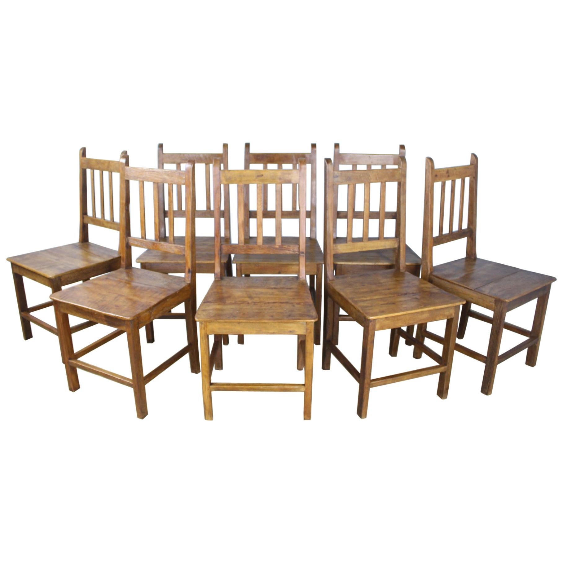 Set of 8 Country Oak Dining Chairs