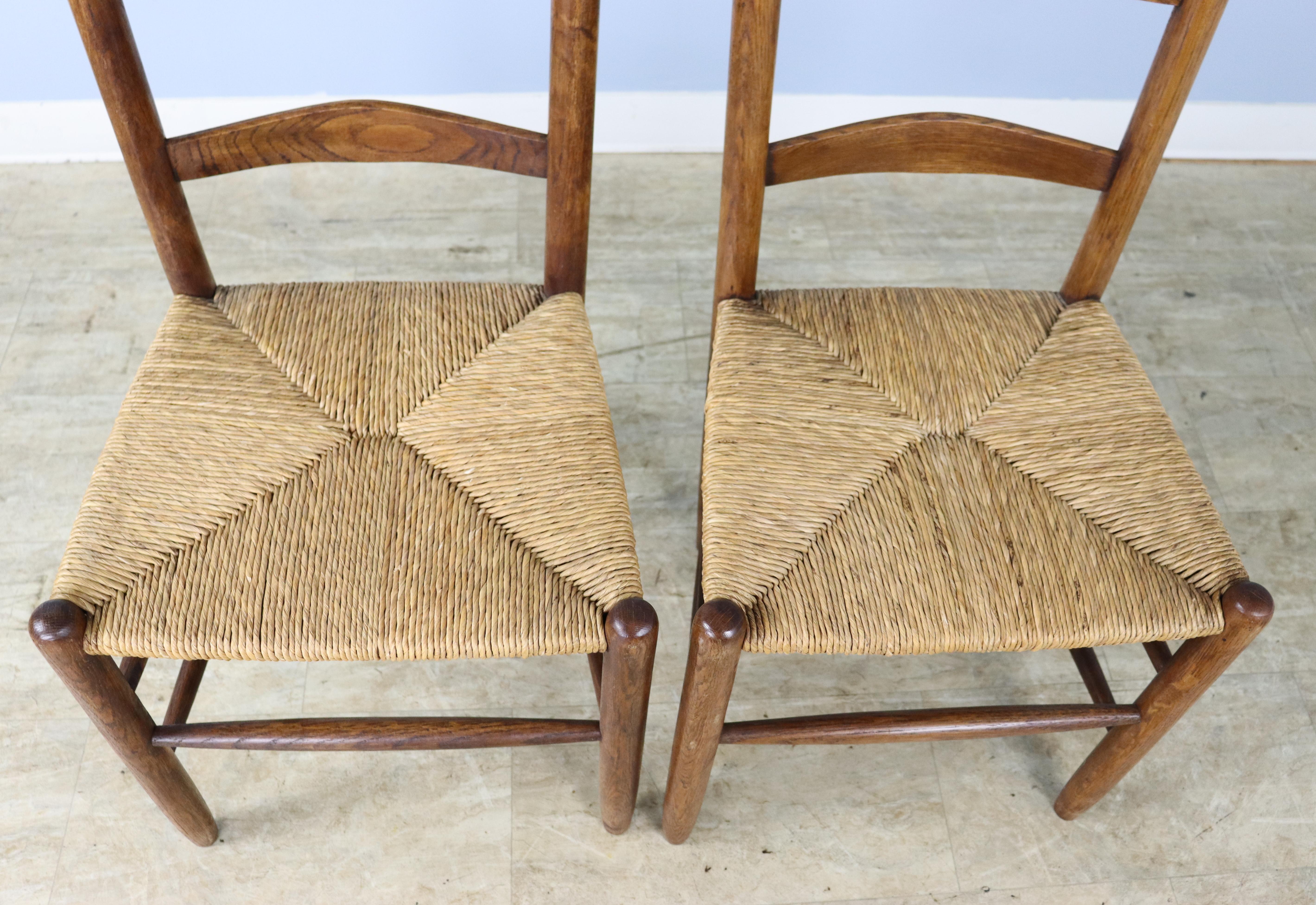 19th Century Set of 8 Country Oak Ladderback Chairs