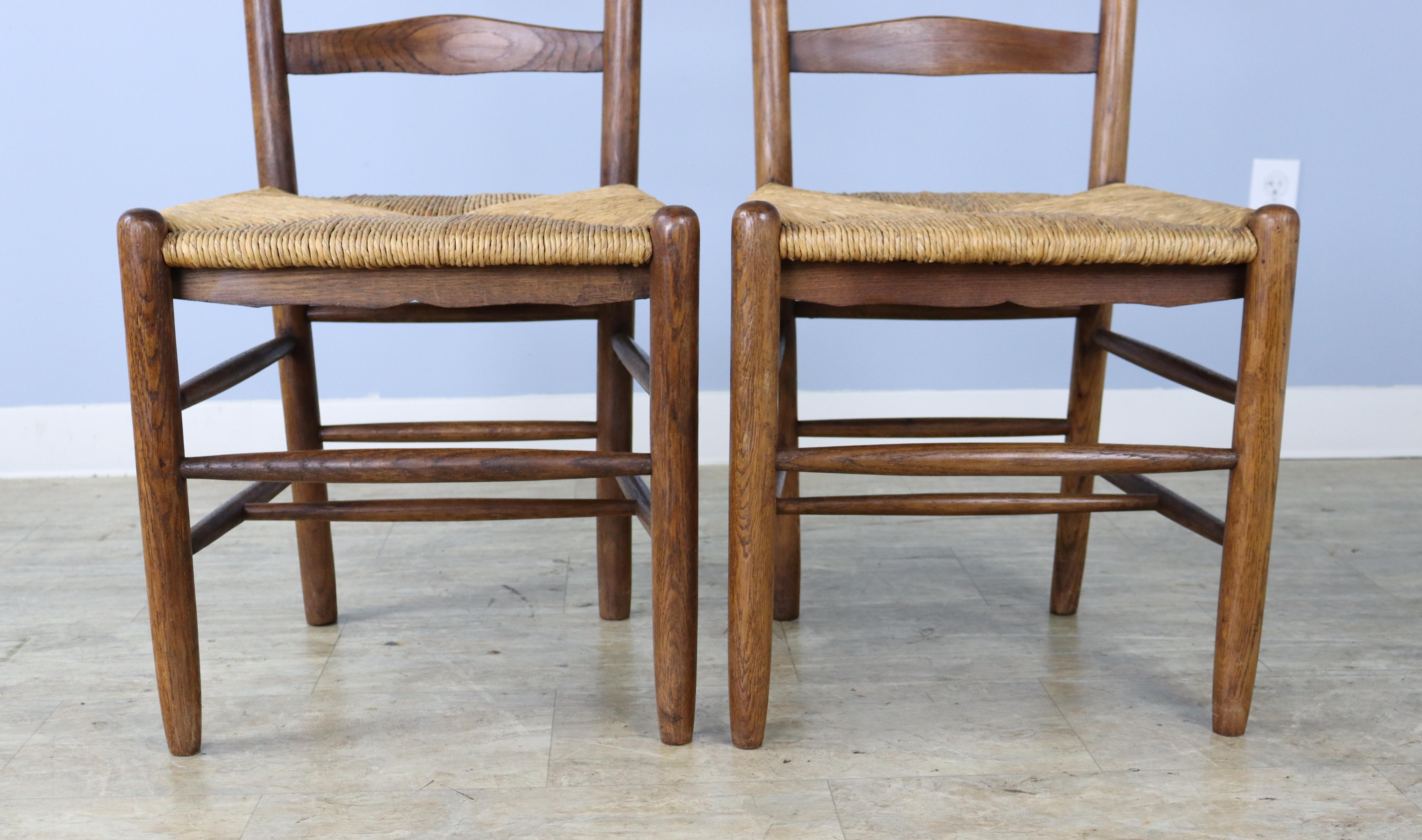 Rush Set of 8 Country Oak Ladderback Chairs