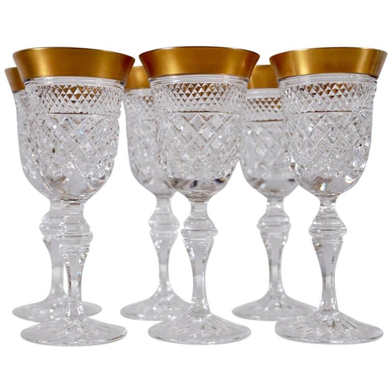Shannon Crystal Gold Luxe Stemless Wine Goblets Set of 8