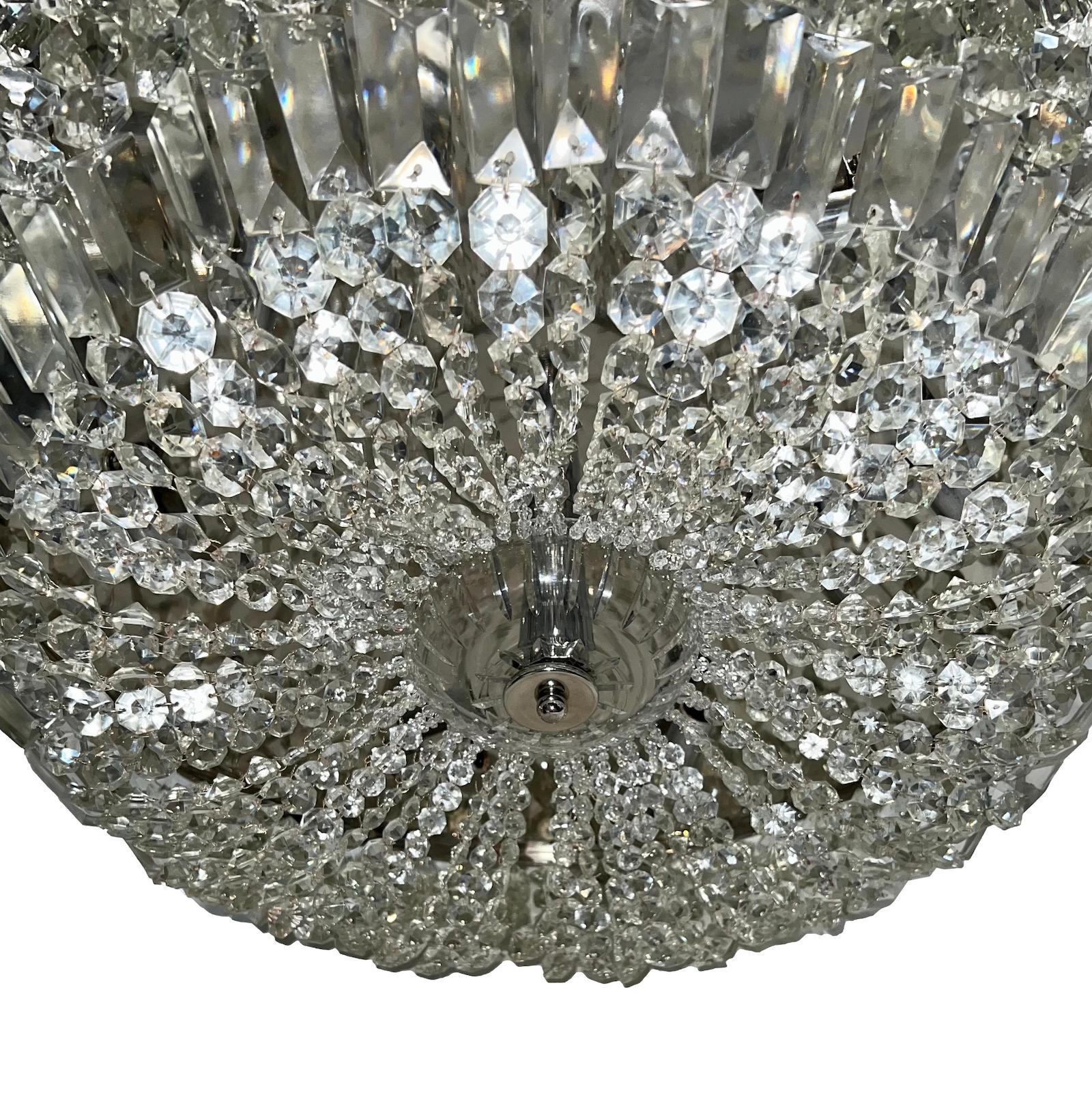 Mid-20th Century Set of Crystal Flush Fixtures, Sold Individually For Sale