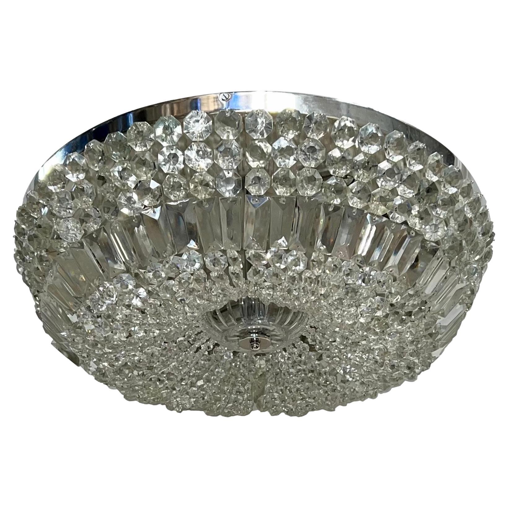 Set of Crystal Flush Fixtures, Sold Individually