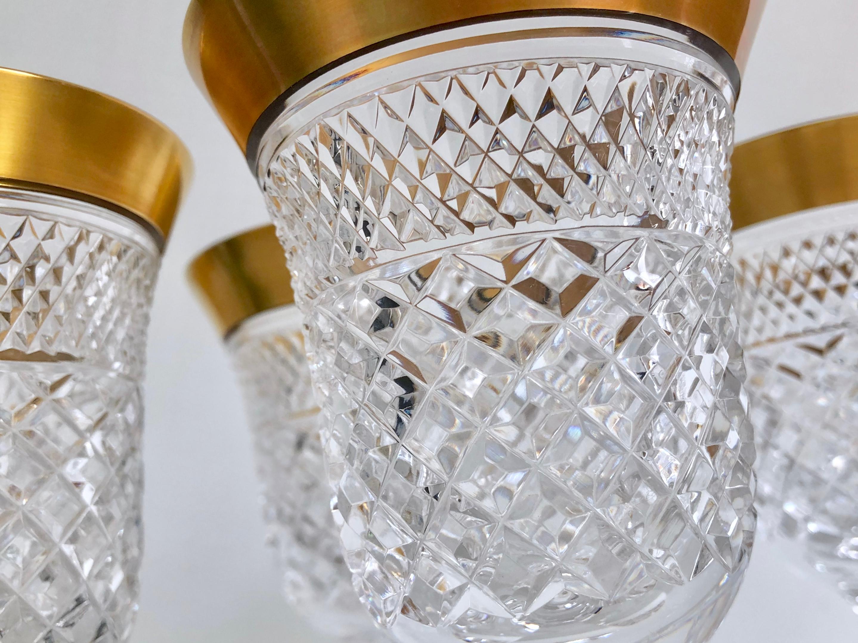 Hollywood Regency Set of 8 Crystal Wine Glasses Victoria Gold by Klokotschnik Zwiesel, Germany For Sale