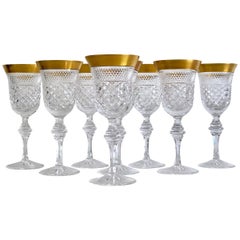 Used Set of 8 Crystal Wine Glasses Victoria Gold by Klokotschnik Zwiesel, Germany