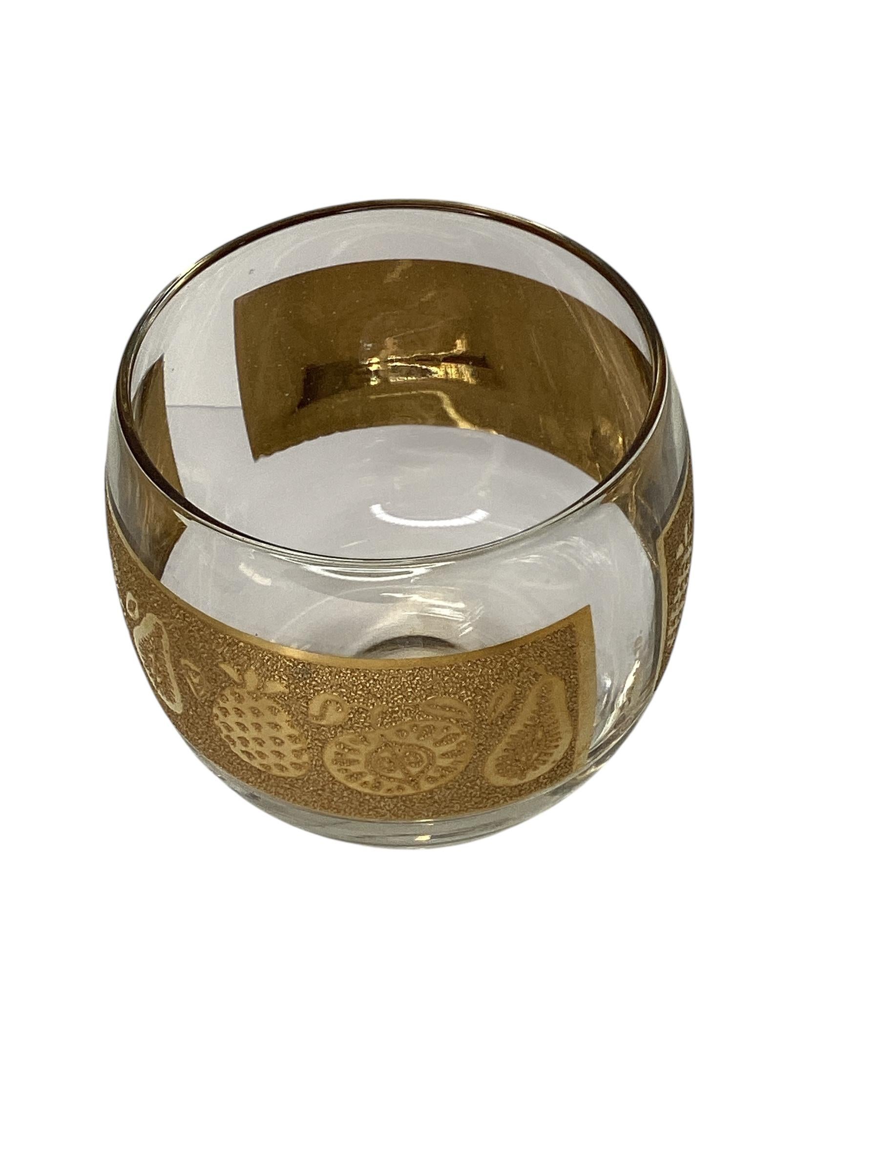 Mid-Century moderno Set di 8 bicchieri da cocktail Culver Florentine Roly Poly in vendita