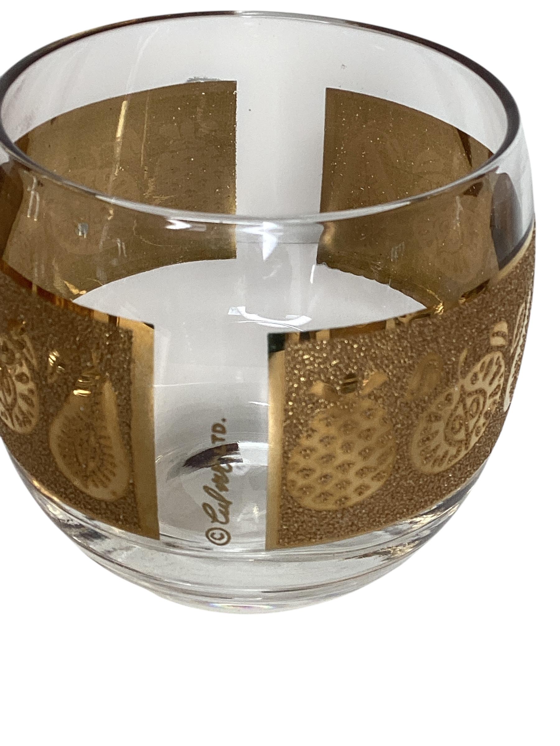Oro Set di 8 bicchieri da cocktail Culver Florentine Roly Poly in vendita