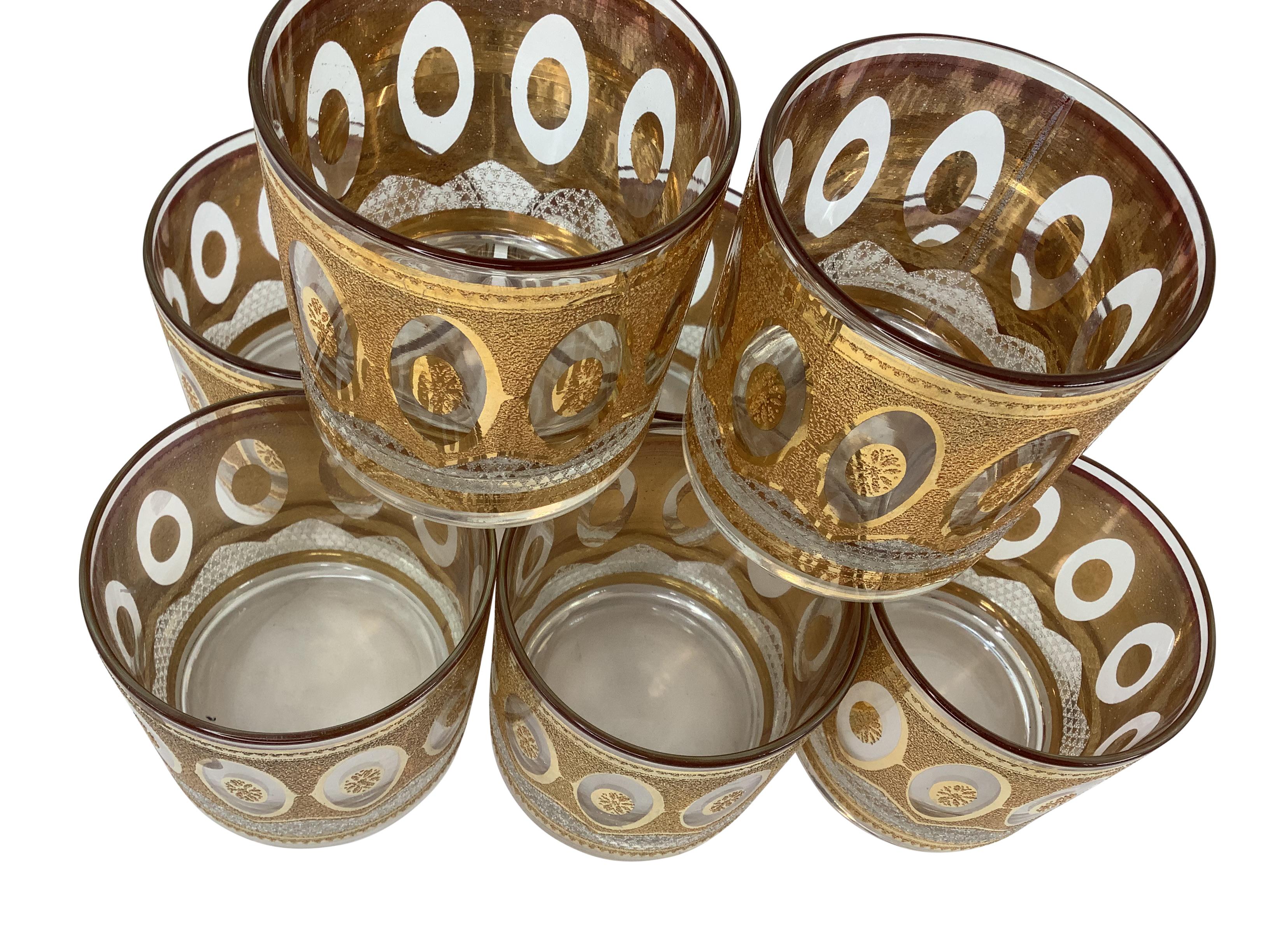 Mid-Century Modern Set of 8 Culver Rock Cocktail Glasses 