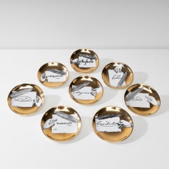 Set of 8 Cups or Coasters “Autografi” by Piero Fornasetti, Fornasetti Milano