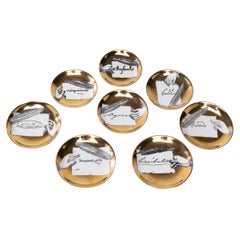 Set of 8 Cups or Coasters “Autografi” by Piero Fornasetti, Fornasetti Milano