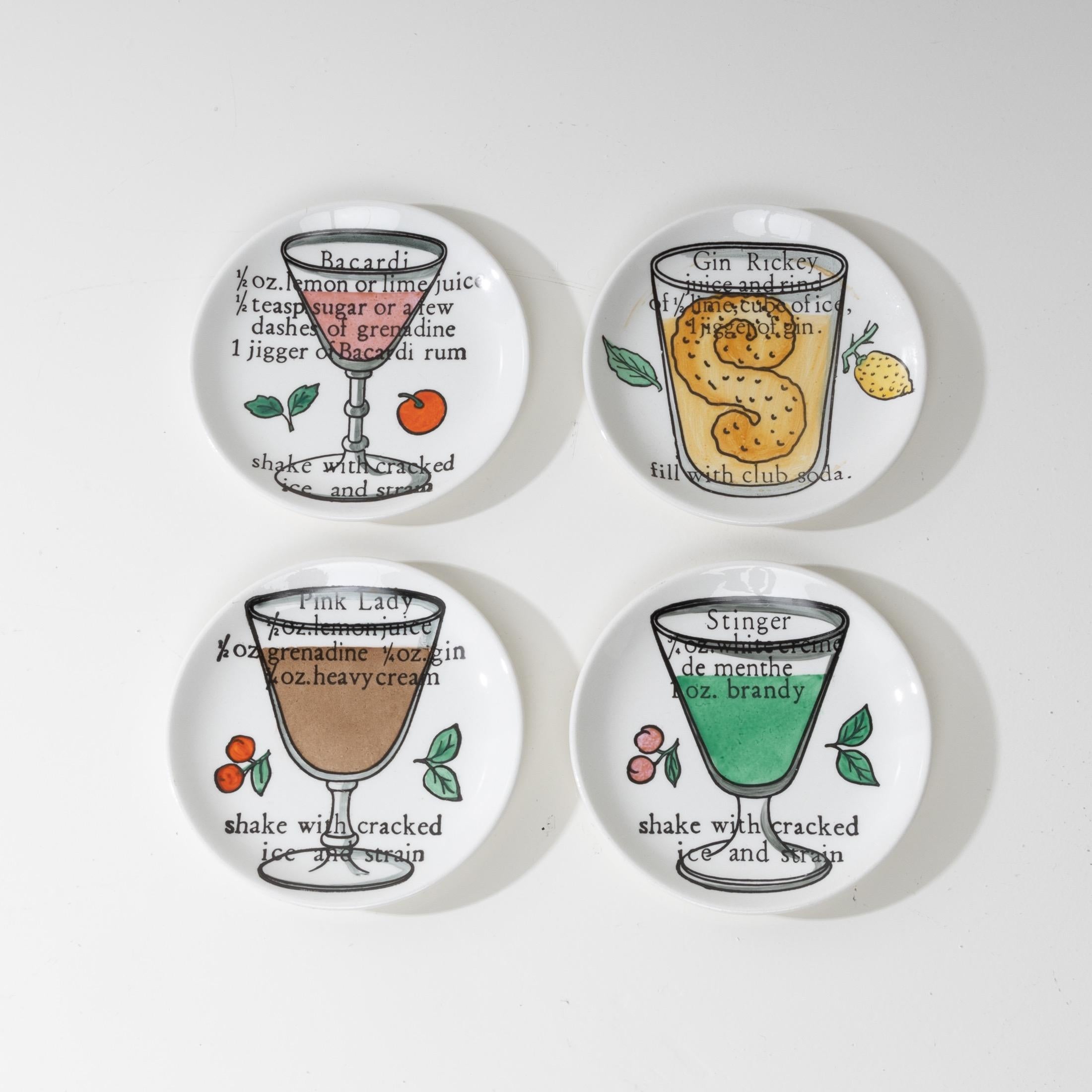 Set von 8 Tassen oder Untertassen für Cocktails von Piero Fornasetti, Fornasetti Milano (Moderne der Mitte des Jahrhunderts) im Angebot