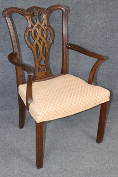 Set of 8 Custom-Made Mahogany Chippendale Style Dining Chairs