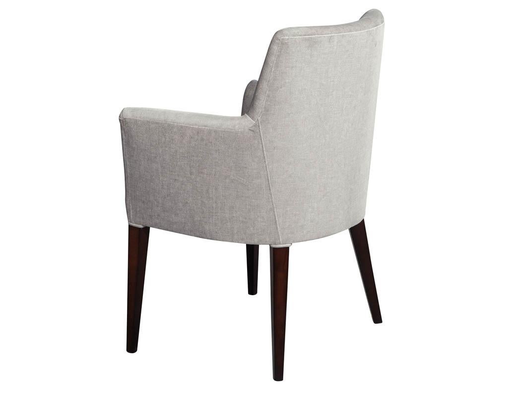 Fabric Set of 8 Custom Modern Dining Chairs For Sale