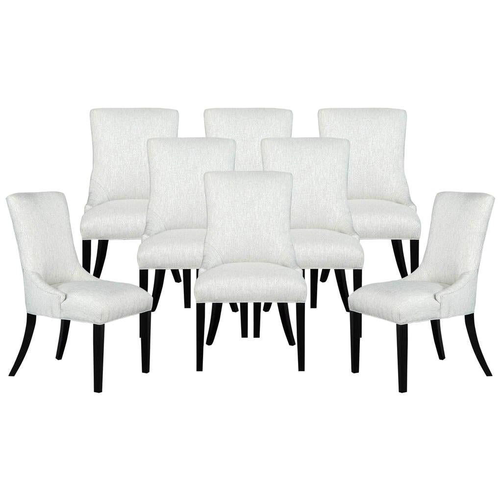 Set of 8 Custom Modern Dining Chairs in Textured Fabric by Carrocel