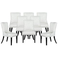 Set of 8 Custom Modern Dining Chairs in Textured Fabric by Carrocel