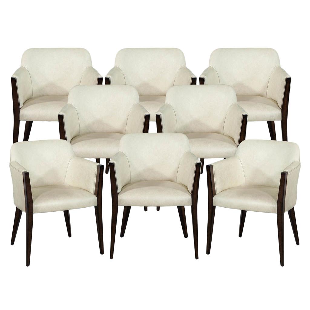 Set of 8 Custom Modern Leather Dining Chairs by Carrocel