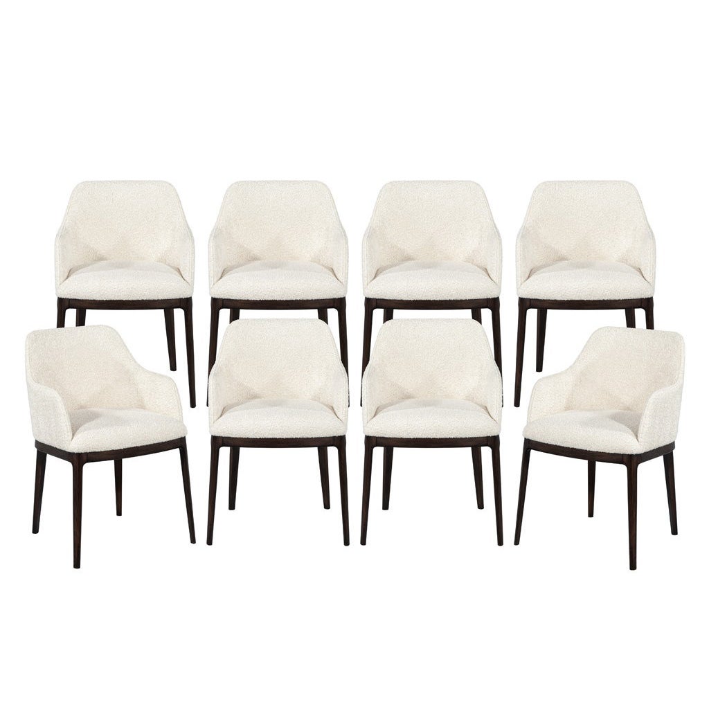 Set of 8 Custom Reece Dining Chairs in Boucle Fabric by Carrocel in vendita