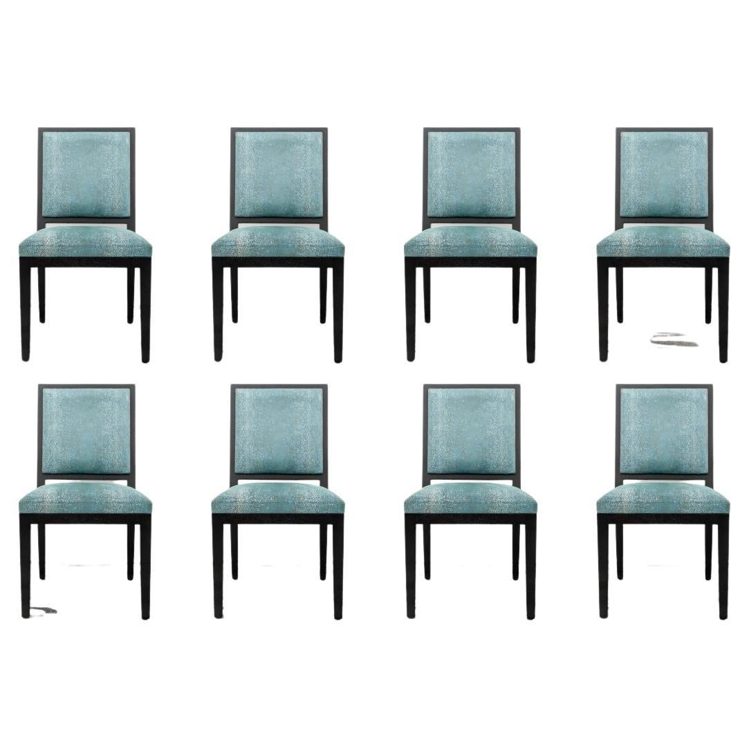 Set of 8 Custom Upholstered Christian Liaigre Dining Chairs