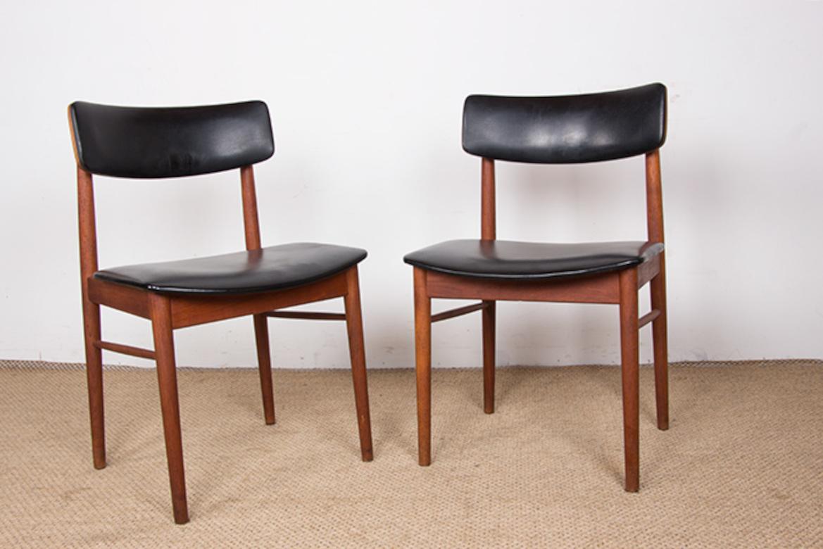 Set di 8 sedie danesi in teak, similpelle nera e ottone, Sven Chrobat/Sax. in vendita 13
