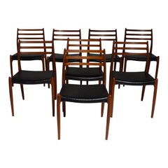 Set of 8 Danish Dining Chairs by Neils O. Møller, Model 78 in Teak, Mid Century
