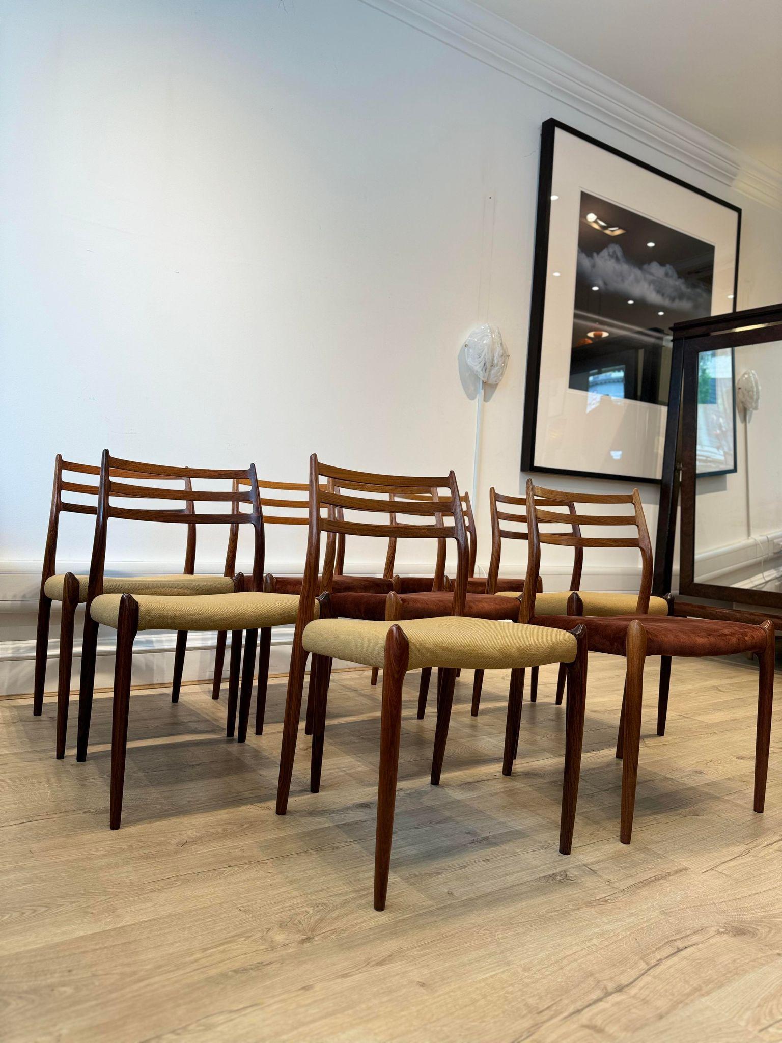 Mid-Century Modern  Set Of 8 Danish Dining Chairs by Niels Otto Møller, 1950's For Sale