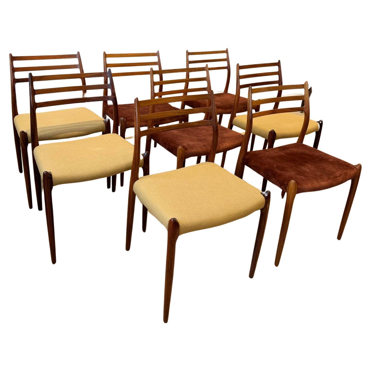  Set Of 8 Danish Dining Chairs by Niels Otto Møller, 1950's For Sale