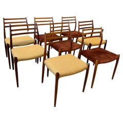 Vintage  Set Of 8 Danish Dining Chairs by Niels Otto Møller, 1950's