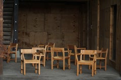 Set di 8 sedie da pranzo danesi in pino e carta intrecciata Corde, Tage Poulsen, anni '70