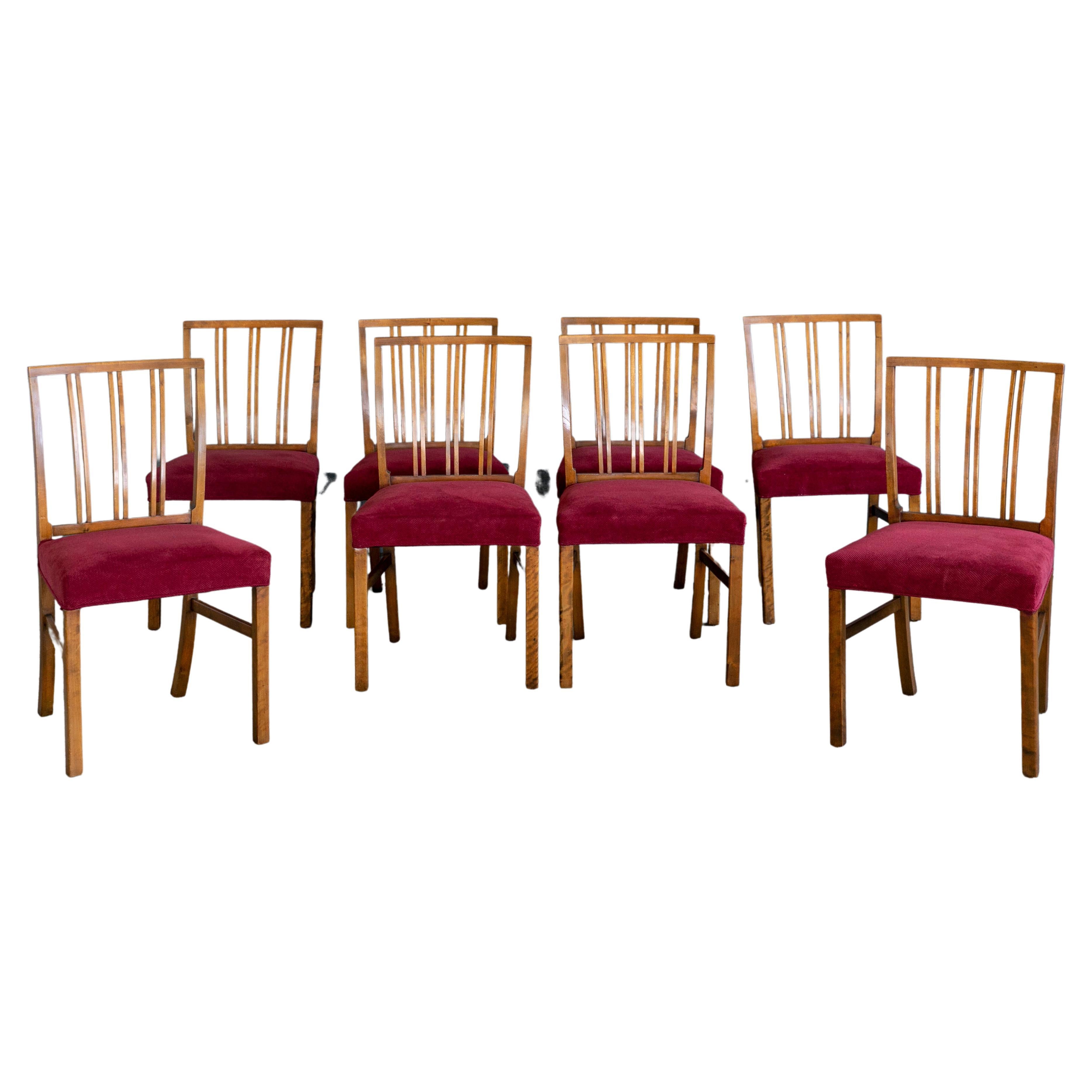 Set of 8 Danish Dining Chairs in Walnut by Th Schmidt 1940's For Sale