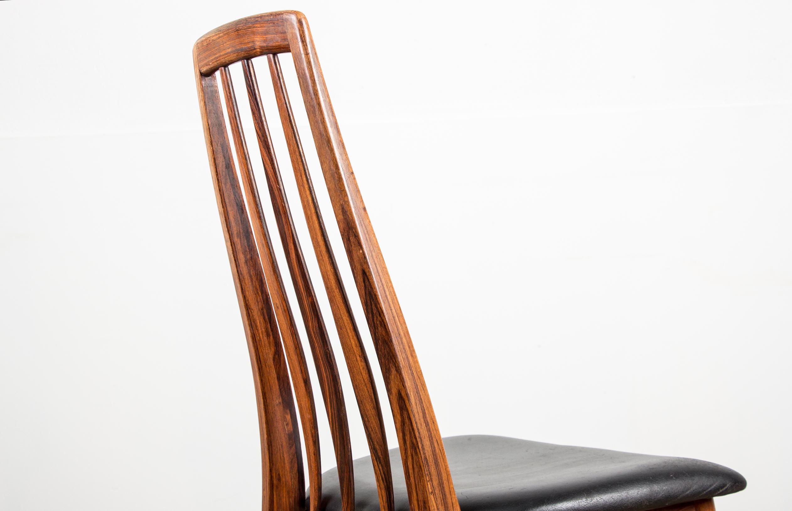 Set of 8 Danish Eva Dining Chairs in Rosewood and Leather by Niels Koefoed 5
