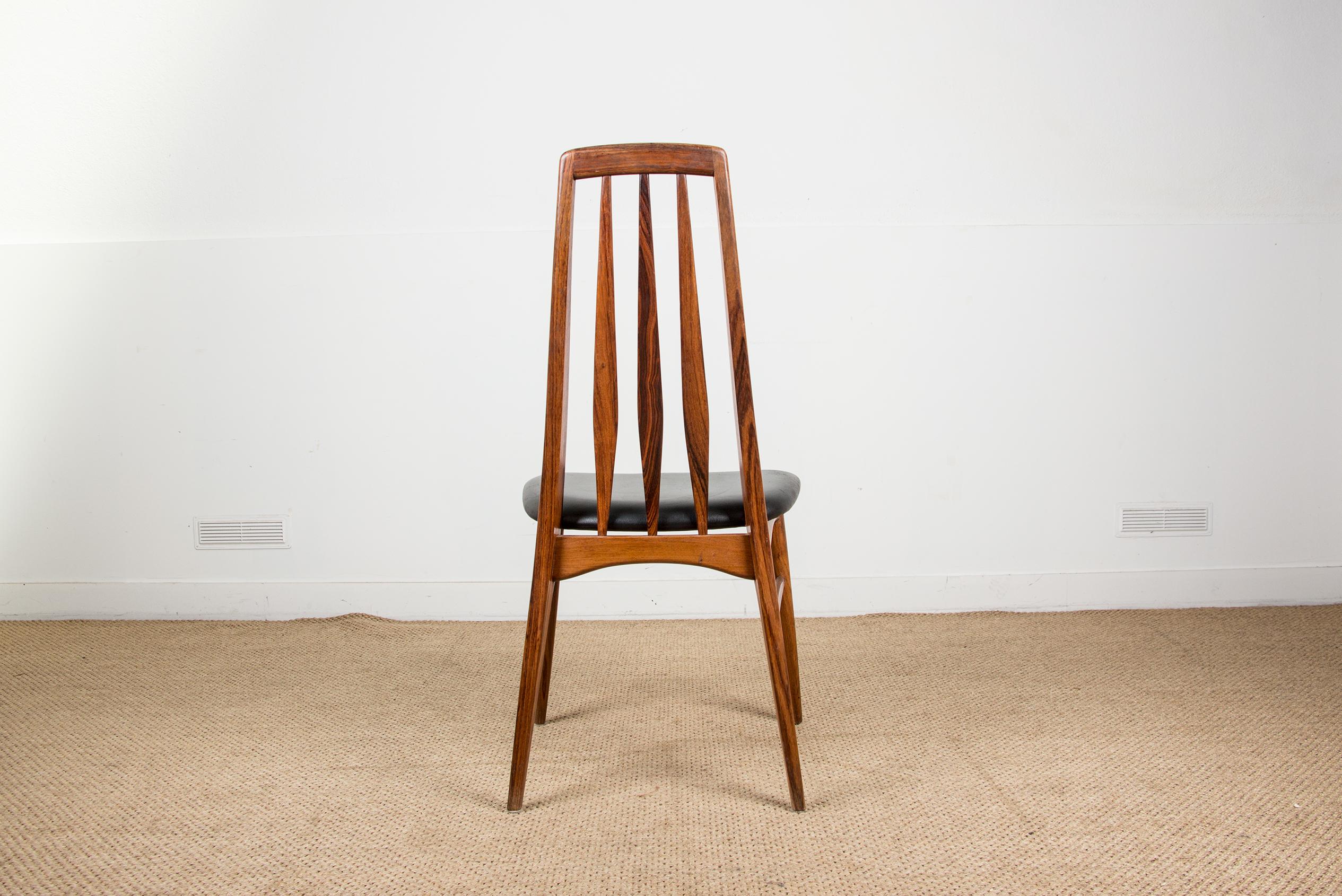 Set of 8 Danish Eva Dining Chairs in Rosewood and Leather by Niels Koefoed 6