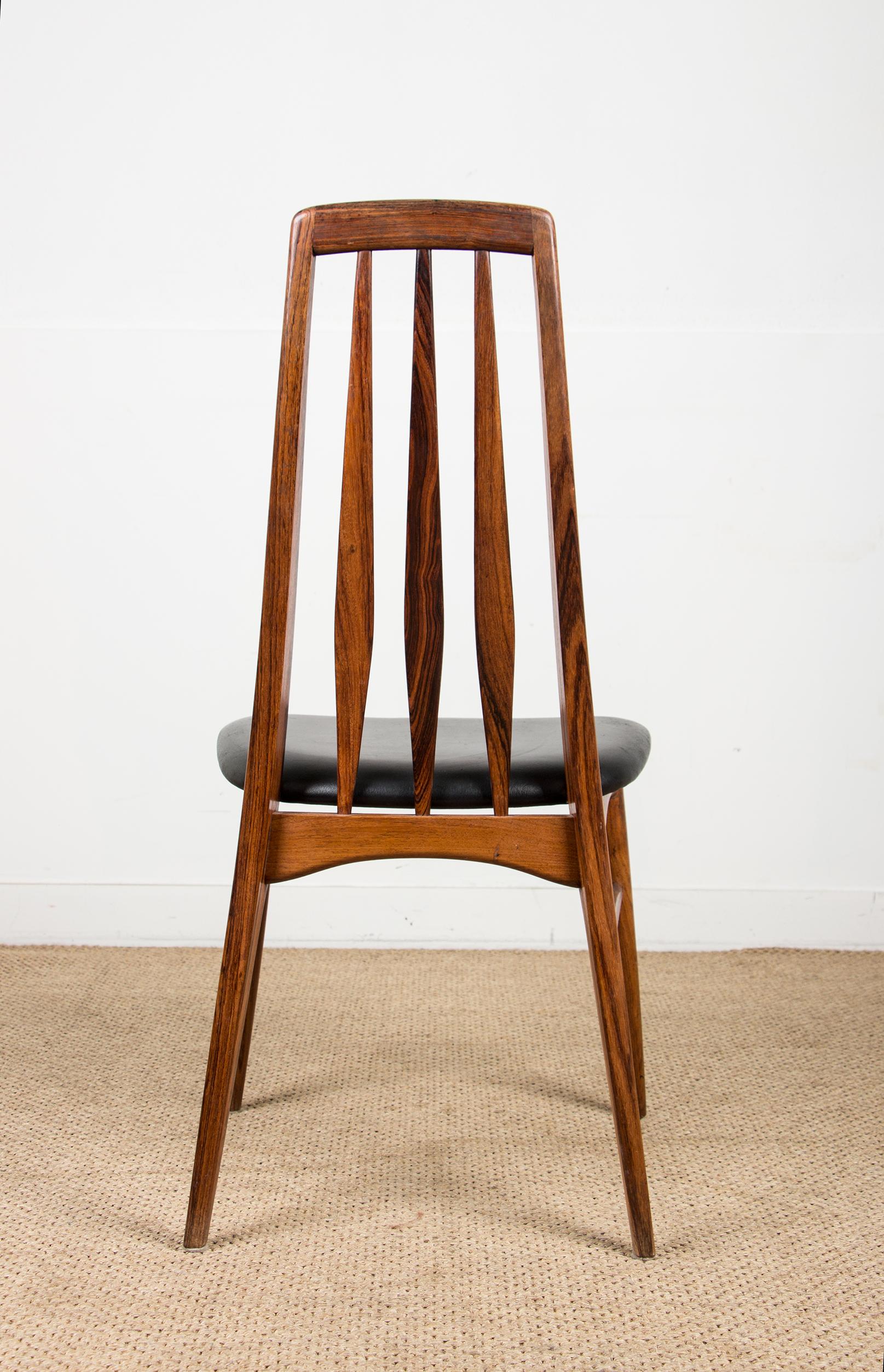 Set of 8 Danish Eva Dining Chairs in Rosewood and Leather by Niels Koefoed 7