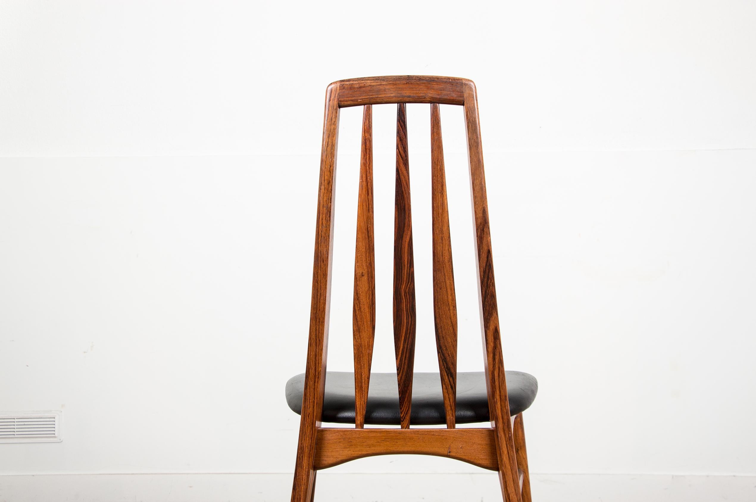 Set of 8 Danish Eva Dining Chairs in Rosewood and Leather by Niels Koefoed 8