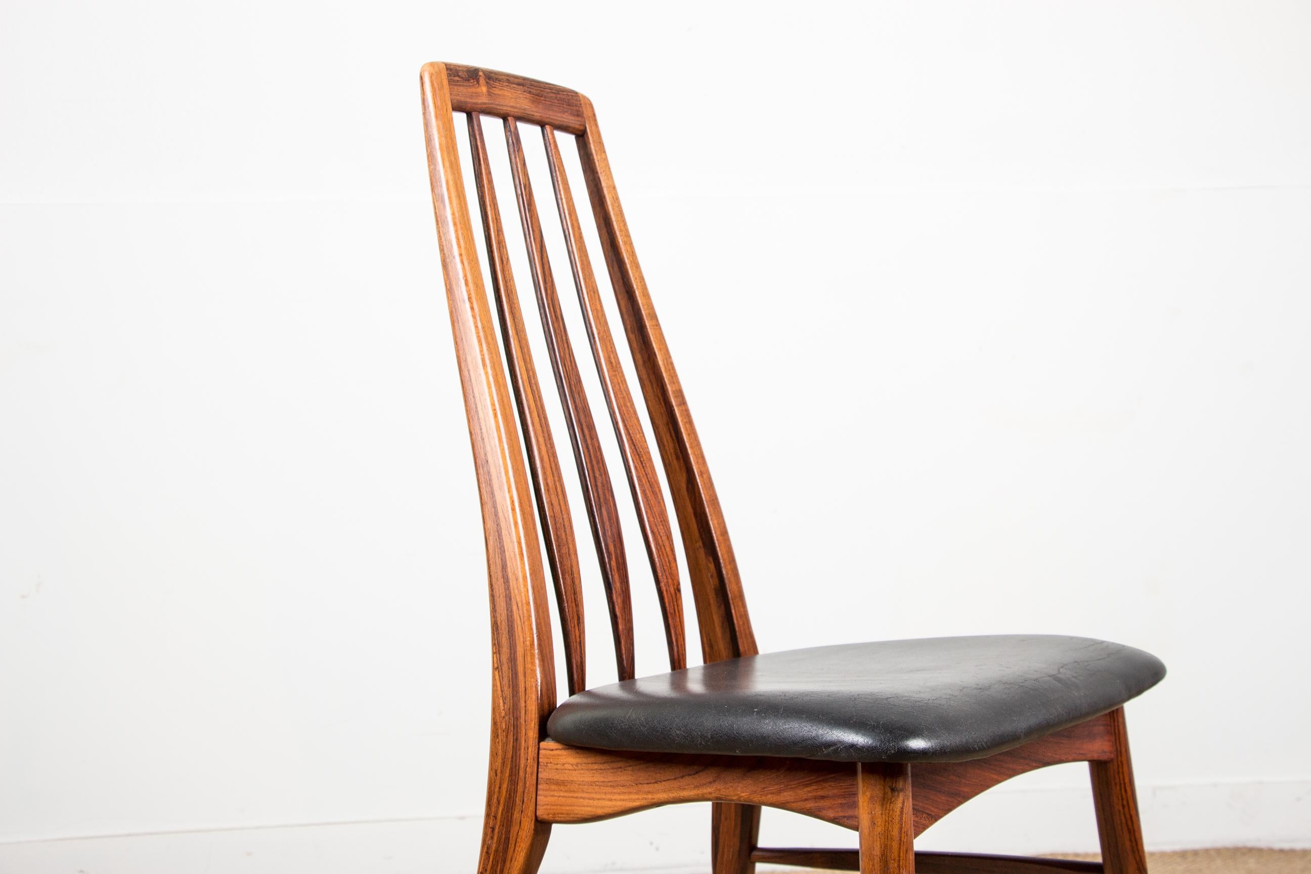 Set of 8 Danish Eva Dining Chairs in Rosewood and Leather by Niels Koefoed 2