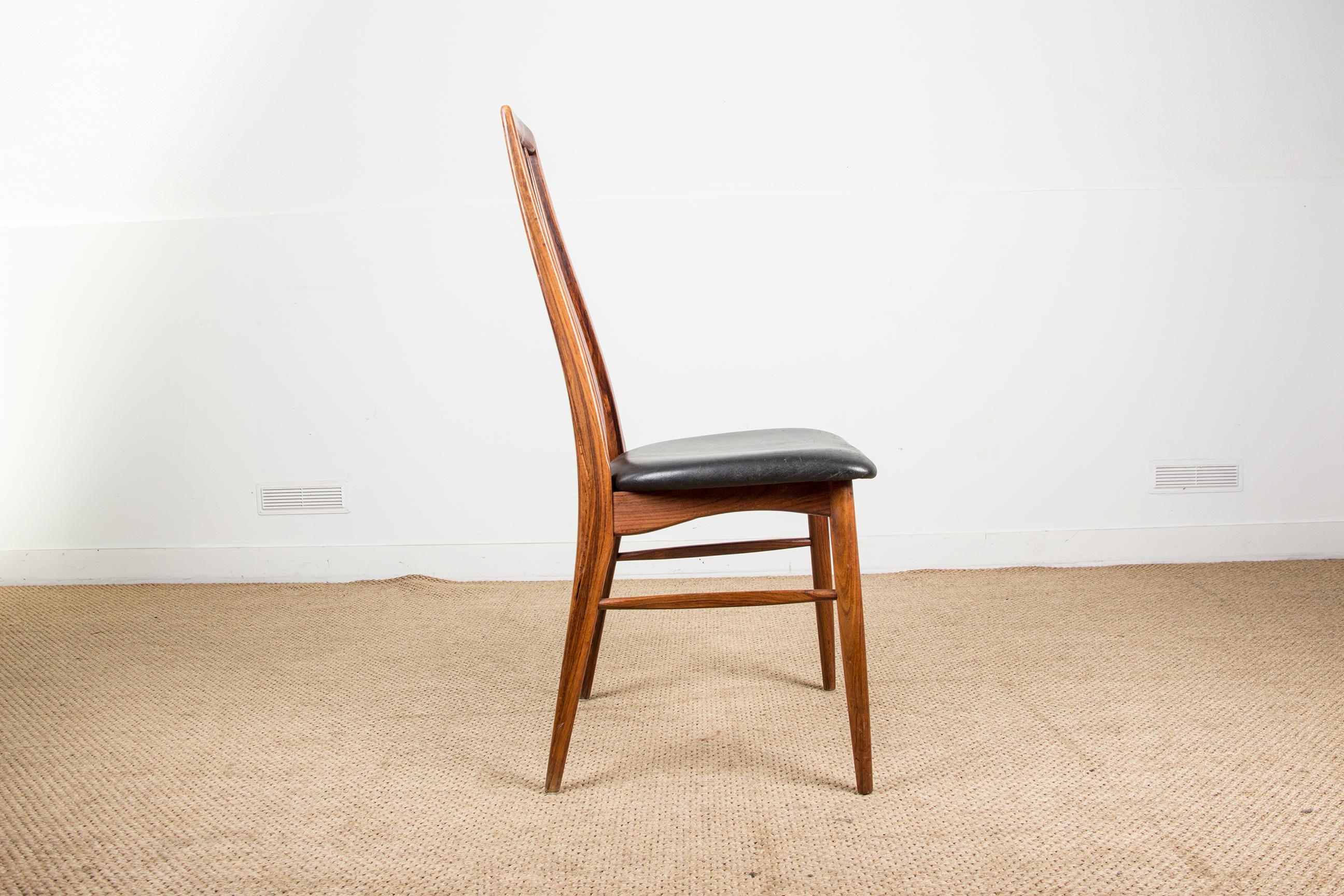 Set of 8 Danish Eva Dining Chairs in Rosewood and Leather by Niels Koefoed 3