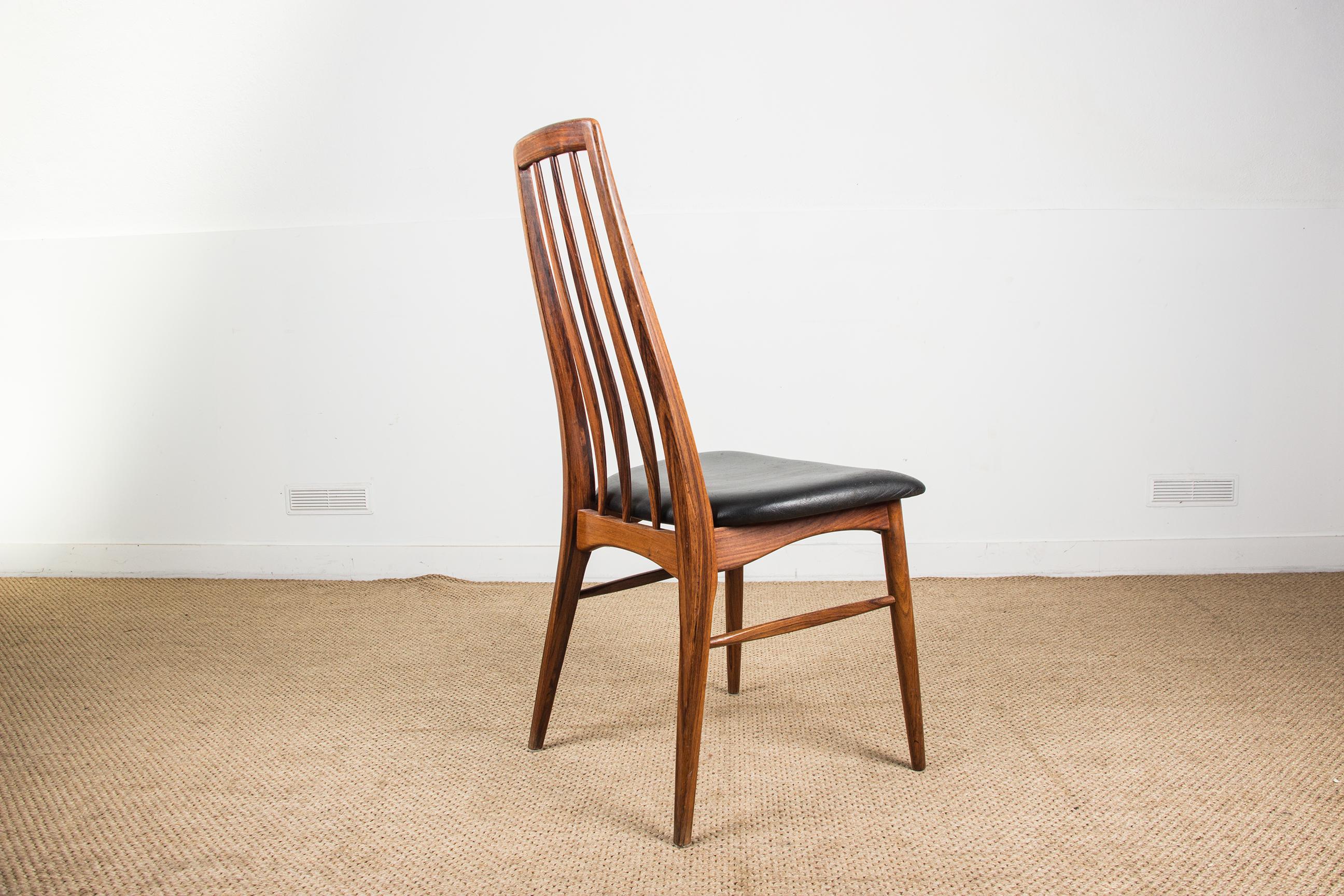 Set of 8 Danish Eva Dining Chairs in Rosewood and Leather by Niels Koefoed 4