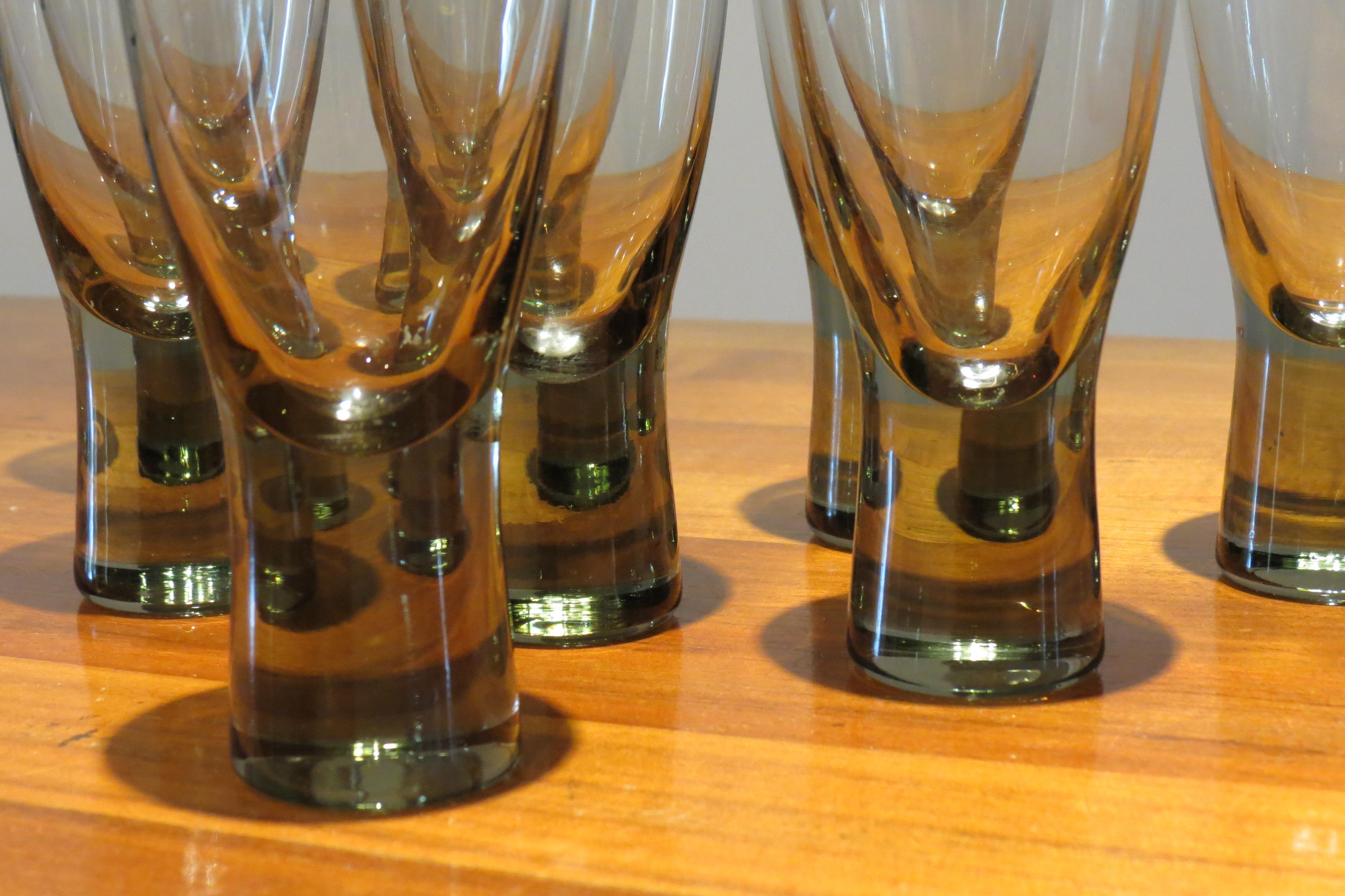 20th Century Set of 8 Danish Holmegaard Canada Smoked Glass Glasses by Per Lutken