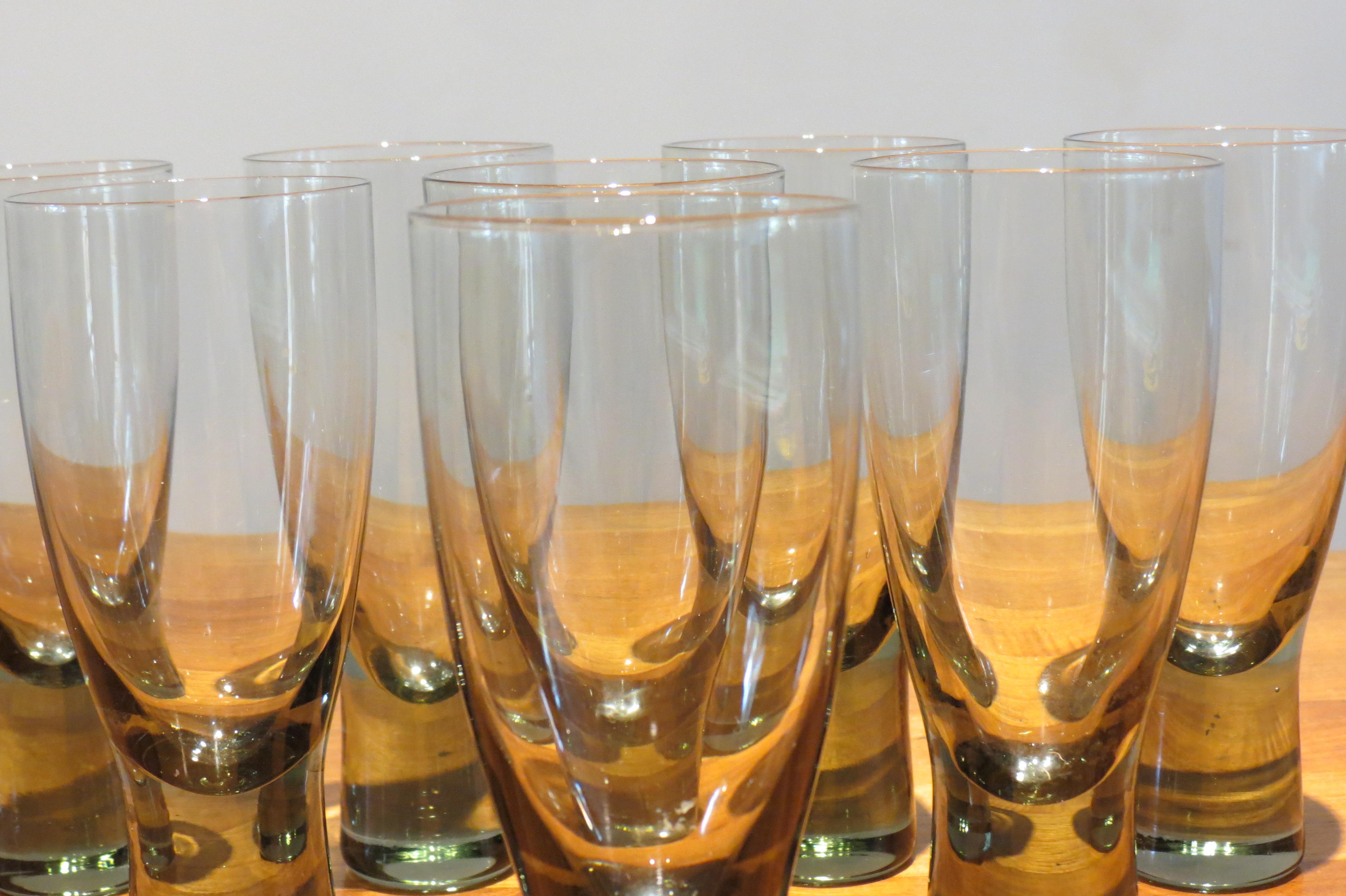 Set of 8 Danish Holmegaard Canada Smoked Glass Glasses by Per Lutken 1